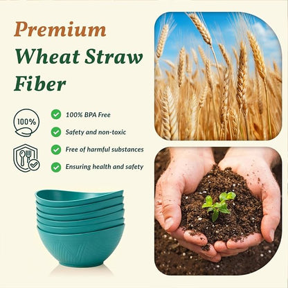 Salad Bowls 6 PCS Wheat Straw Bowls - 60oz Large Serving Bowl - Microwave and - Image 3