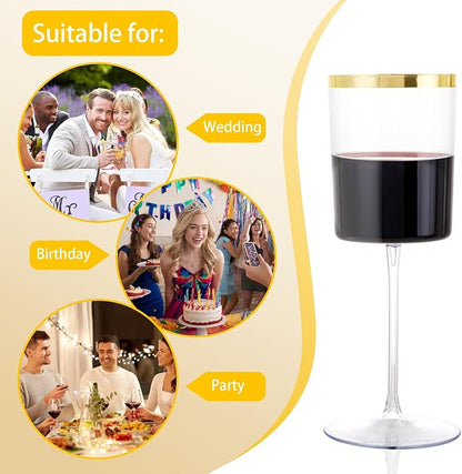 Ciaell 12 Pack Gold Plastic Wine Glasses - Image 7
