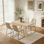 Modern 5-Piece Dining Table Set for 4, 46" Pedestal Dining Room Table with 4 Leather Chairs, Small Space Saving Kitchen Table Set, Natural Wood Finish Rectangle Table for Home & Apartment
