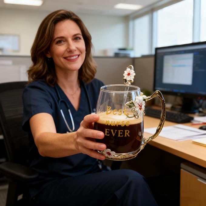 National Nurses Day Flower Glass Cup - Image 7