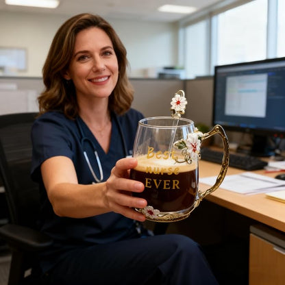 National Nurses Day Flower Glass Cup - Image 7