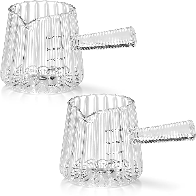 2 PCS Espresso Measuring Cup 6 Oz, Espresso Glass Cups by Unknown