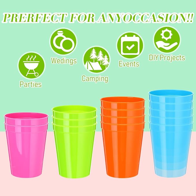 Yungyan 200 Pack 16 oz Stadium Cups Reusable Plastic Cups Blank Drink Stadium - Image 4