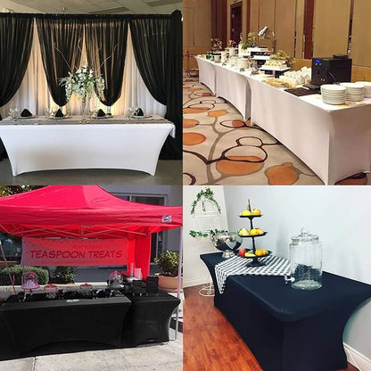 LZY Spandex Fitted Stretch Table Cover for 6 ft or 4ft or 8ft Folding Table, Rectangular Cocktail Tablecover, Perfect for Party and Banquet