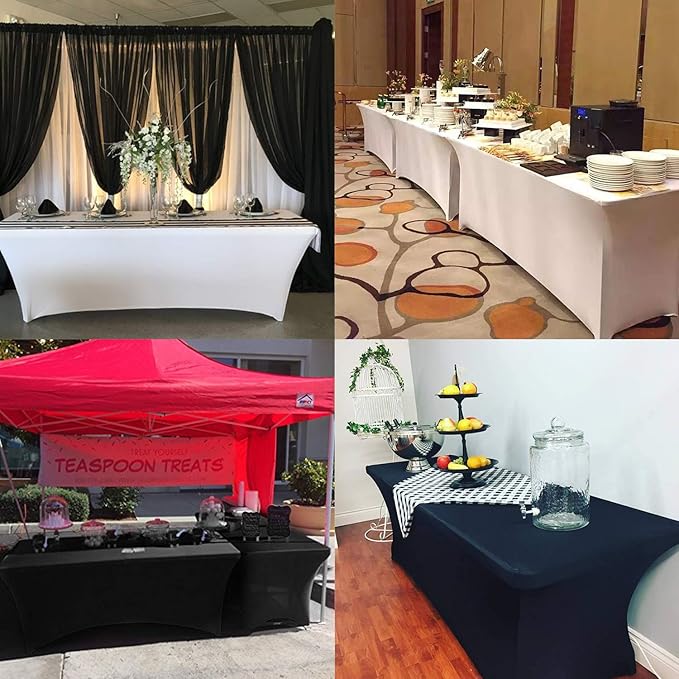 LZY Spandex Fitted Stretch Table Cover for 6 ft or 4ft or 8ft Folding Table, Rectangular Cocktail Tablecloth, Perfect for Party or Banquet
