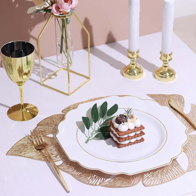 White Hard Plastic Dinner Plates, 50 Pack 11" Disposable Round Baroque Plates - Image 9