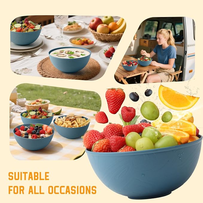 Bowls for Kitchen, Premium Wheat Straw Bowl 6 PCS, Unbreakable LIghtweight - Image 7