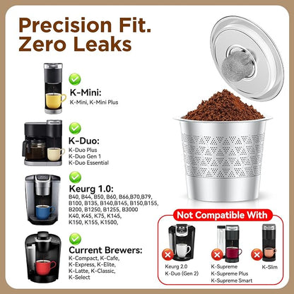 CAPMESSO Reusable K Cups for Keurig: NO Grit Stainless Steel Coffee Pod 4PC | - Image 4