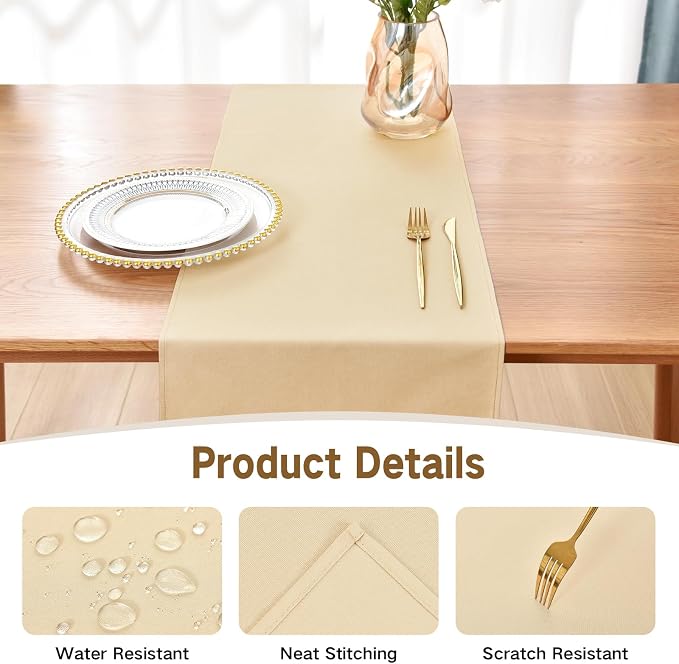Faux Linen Table Runner Water Resistant 13 x 60 in, Coffee Table Runner - Image 3
