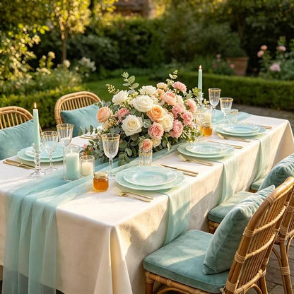 60pcs Mint Green Plastic Plates - Image 4