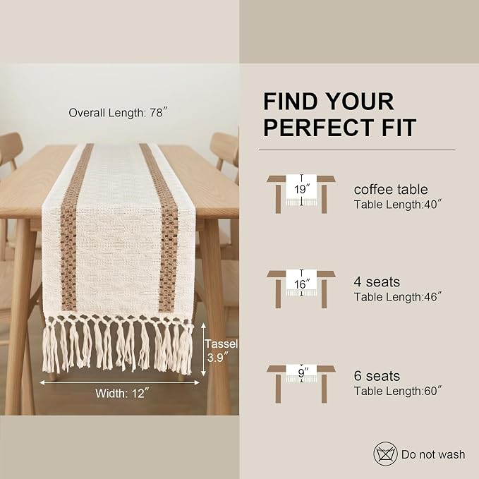 Fall Table Runner with Tassels for Coffe Table Home Decor 12x72 Inch | 72 - Image 2