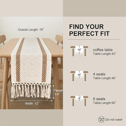 Fall Table Runner with Tassels for Coffe Table Home Decor 12x72 Inch | 72 - Image 2