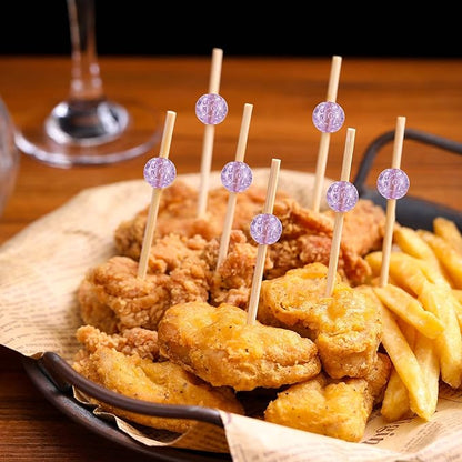 200 Pcs Cocktail Picks, 4.7 Inch Toothpicks for Appetizers, Bamboo Cocktail Sticks Skewers for Drinks, Desserts, Charcuterie, Wedding Party Fancy Toothpicks, Colour Pearl Mini Food Picks Decorative