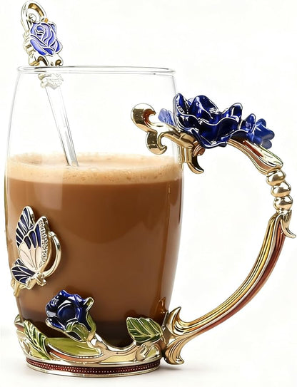 Gifts for Mom Women Unique Blue Tea Mug by Guon-Wuvl