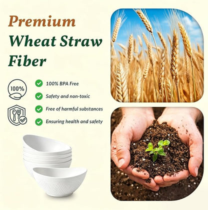 Wheat Straw Bowls 26 OZ Serving Bowls Set of 6 Unbreakable Salad Bowls - Image 3