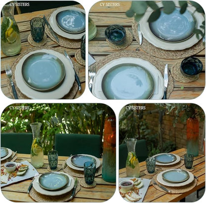 Woven Placemats Round Placemats Set of 6, 13.5 Inch Wicker Placemat Circle - Image 3