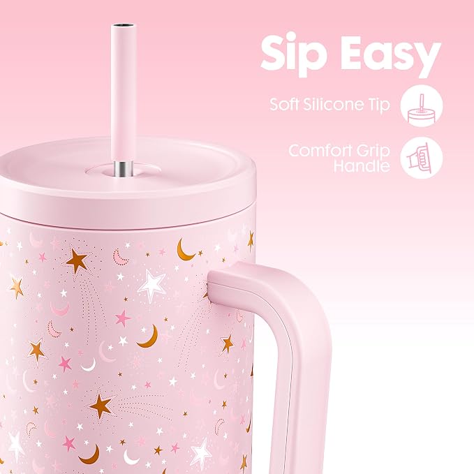 Meoky 40 oz Tumbler with Handle and Straw: Glow in the Dark Tumbler with Lid - Image 5