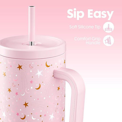 Meoky 40 oz Tumbler with Handle and Straw: Glow in the Dark Tumbler with Lid - Image 5