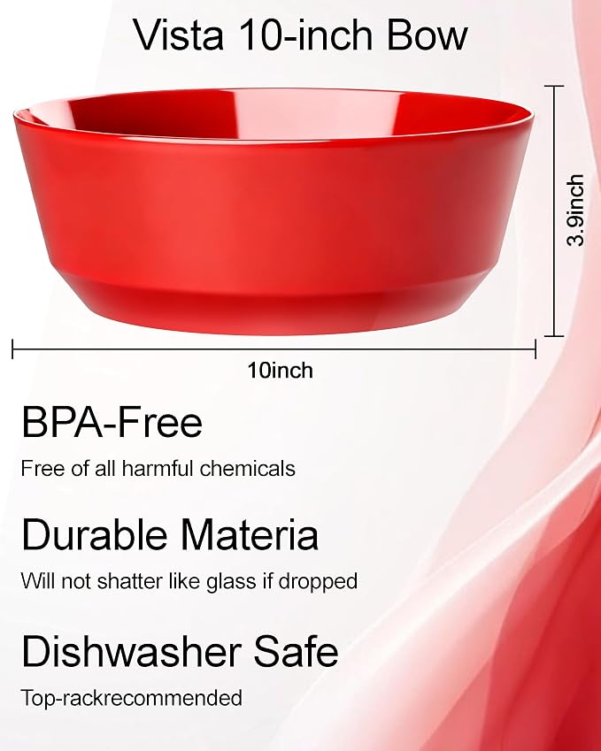 8 Pack Red Serving Bowls for Pool Party | 128oz Heavy Duty Disposable Plastic - Image 2