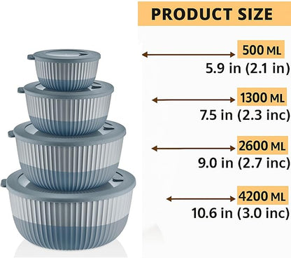 Mixing Bowls with Airtight Lids – 8 Piece Nesting Kitchen Set – BPA-Free, Leak-Proof & Stackable – Dishwasher, Microwave & Freezer Safe