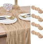 Joanlody Champagne Cheesecloth Table Runner Spring Easter 10Ft Rustic Gauze Boho Cheese Cloth Table Runner for Wedding Bridal Baby Shower Decoration 4 Pack
