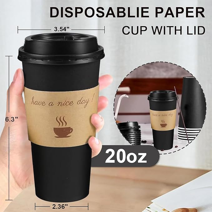 Clawsoff 50 Pack 20 oz Disposable Paper Coffee Cups - Image 2