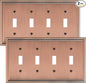 2-Pack Quad Toggle Light Switch Cover Plate, Durable Zinc Alloy Decorative Switch Plate Covers, Antique Copper 4 Gang Wall Plate for Toggle Light Switch and Rotary Dimmer Switch