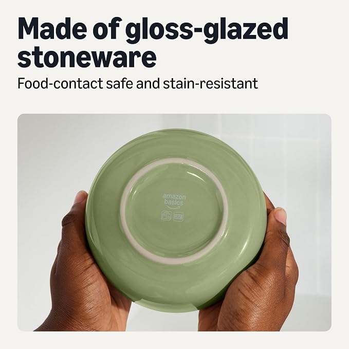 Amazon Basics Glazed Stoneware Bowls, 4-Piece Set, Microwave and Dishwasher-Safe - Image 3