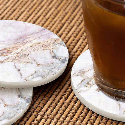 Marble Texture Background Coasters for Drinks Office Coffee Table Stone Liquid Arts Antique Aged Elegance Living Room Decor Set of 2 for Cold Drinks Wine Mugs and Cups 4 Inch