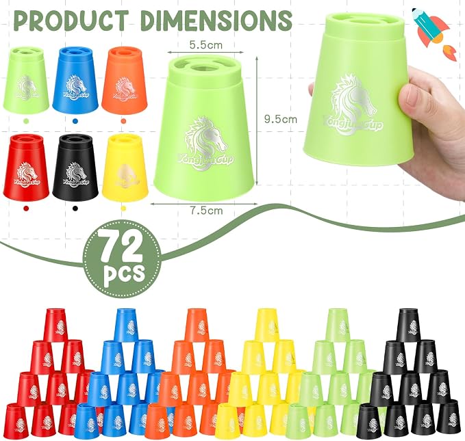 Libima 72 Pcs Sports Stacking Cups Set Stack Cup Party Game Speed Training Game - Image 2
