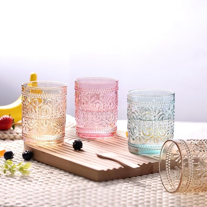 abrwyy Amber Glassware set of 4, Vintage Drinking Glasses, 10oz Heavy Duty - Image 9