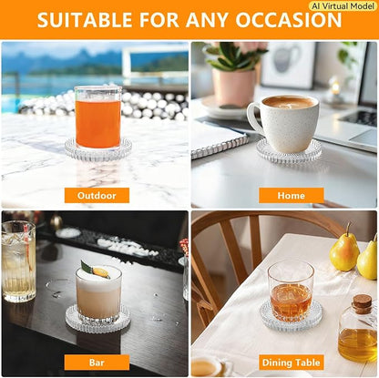 VIBRATITE 4 Inch Glass Coasters Set of 4, Crystal-Like Appearance - Image 7