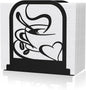 Modern Standing Napkin Holder for table, Black Metal Napkin Dispenser, Coffee time Theme Style Napkin Holder, Suitable for Kitchen, Coffee Shop, Dining Room