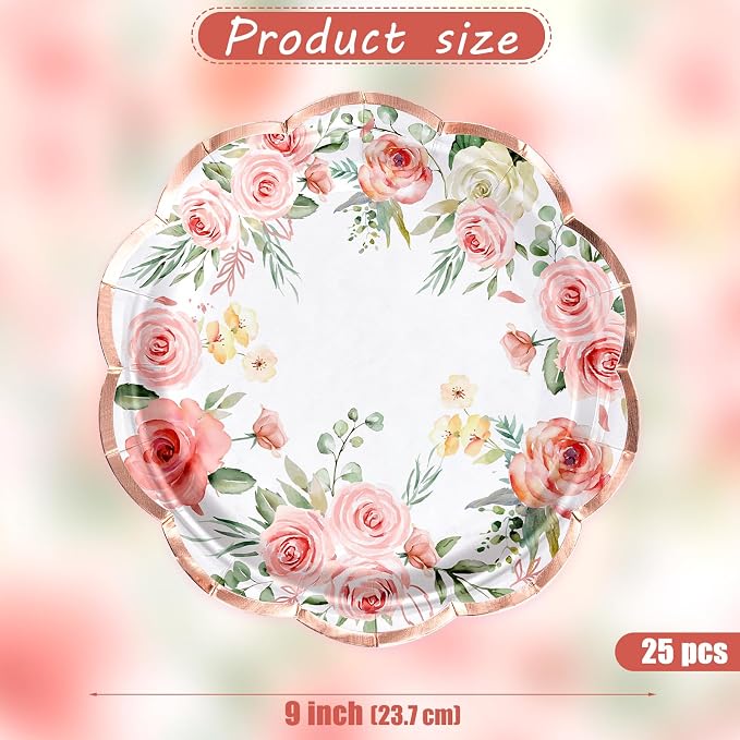 WRAPAHOLIC 25Pcs Floral Paper Plates - Image 2