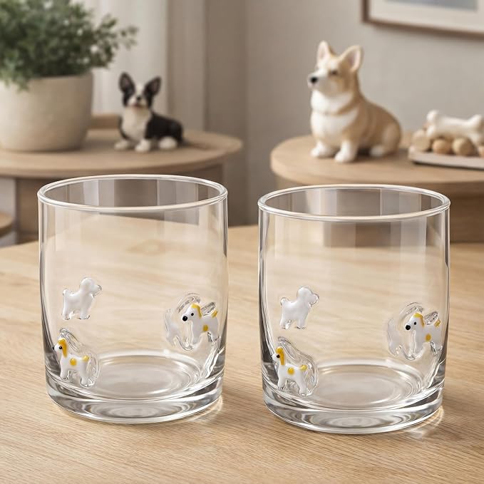 Skylety 2 Pack Puppy Icon Juice Glasses, Coquette Aesthetic Glass Cups - Image 3