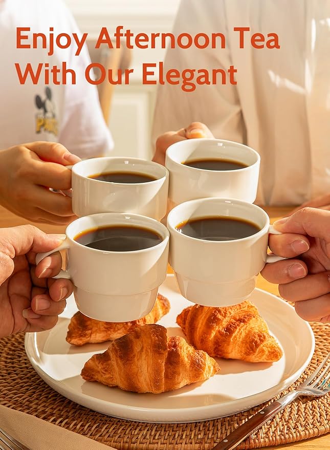 Sweese Porcelain Espresso Cups Set of 6, stackable cups, - Image 3