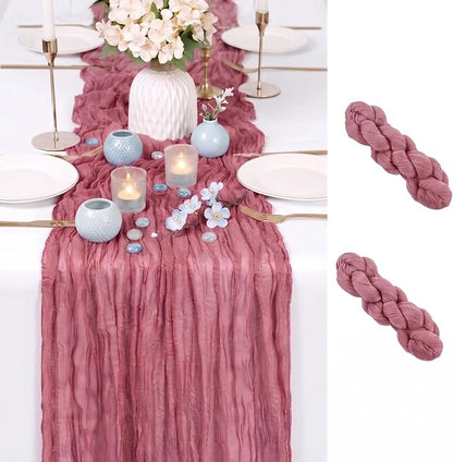 2 Pack Dusty Rose Cheesecloth Table Runner 17x108 Inch Boho Rustic Semi Sheer by Unknown