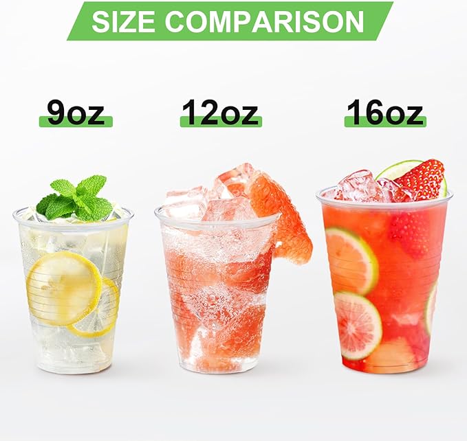 Lamosi 1000 Pack 12 oz Clear Plastic Cups, 12 Ounce Disposable Drinking Cups | - Image 4