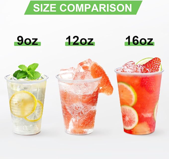 Lamosi 300 Count 16 oz Clear Plastic Cups, Disposable Cold Drinking Cups | - Image 4