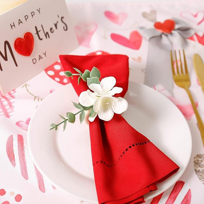 Handmade Floral Napkin Rings, Hydrangea & Eucalyptus Leaf Spring Decoration - Image 3