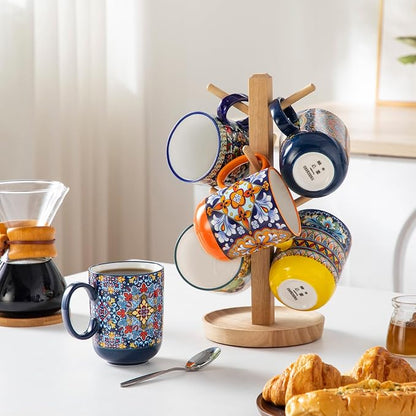 vancasso Simi Boho Coffee Mugs Set of 6, 14 oz Ceramic Mugs - Image 8