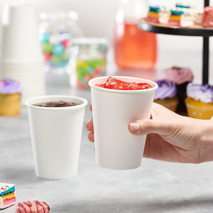 GUSTO 12 oz Disposable White Paper Cups Hot Coffee Cups | Eco-Friendly Material - Image 6