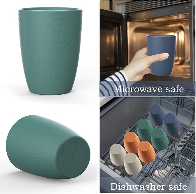 Wrova Wheat Straw Cups 8 PCS Good Alternative to Plastic Reusable Cups 12 oz - Image 6