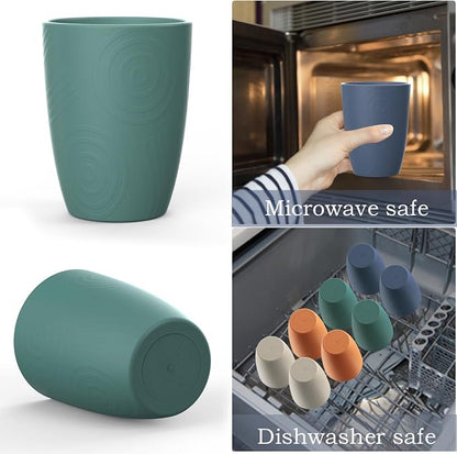 Wrova Wheat Straw Cups 8 PCS Good Alternative to Plastic Reusable Cups 12 oz - Image 6