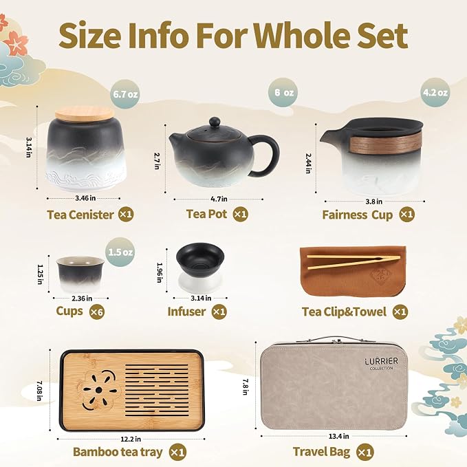 LURRIER Gongfu tea sets, Portable Ceramic TeaSet, Asian Tea sets - Image 2
