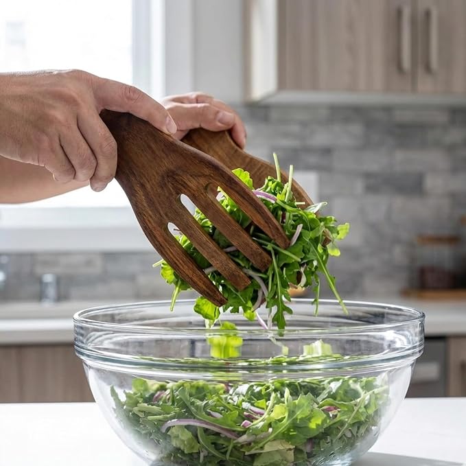 Salad Hands - Set of 2 Acacia Wood Salad Servers - Image 9