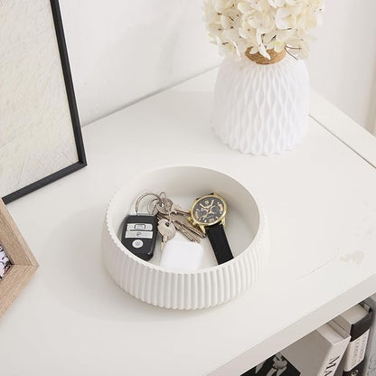 Concrete Key Bowl for Entryway Table, Ivory White | Warm White Tone - Image 3