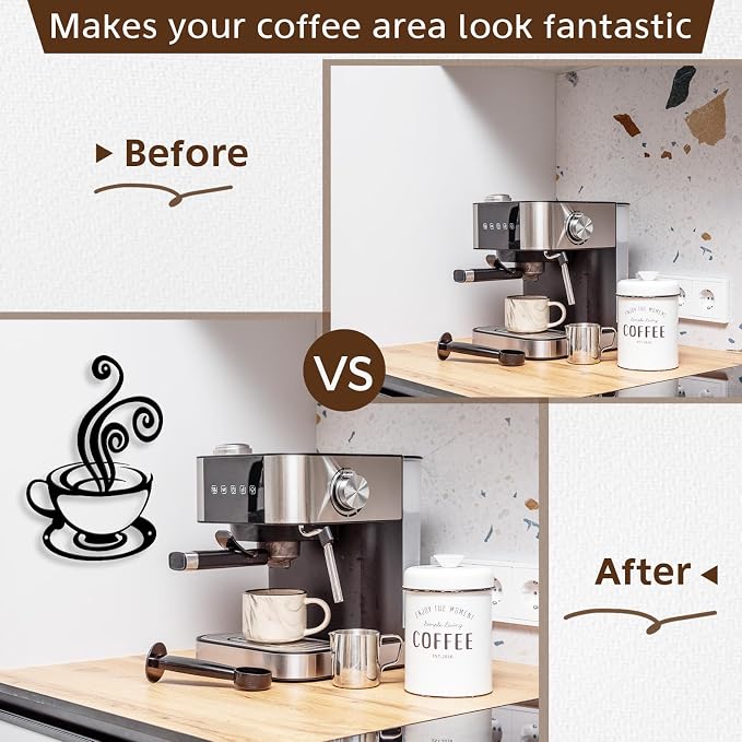 Oubasa Metal Coffee Cup Wall Decor, Minimalist Cafe Themed - Image 5