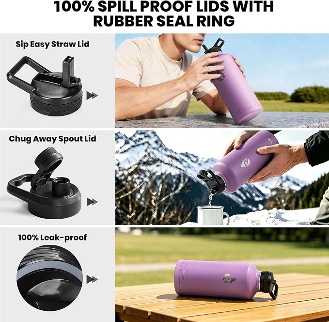 RAYMYLO Insulated Water Bottle 87 oz, Triple Wall Vacuum Stainless Steel | - Image 3