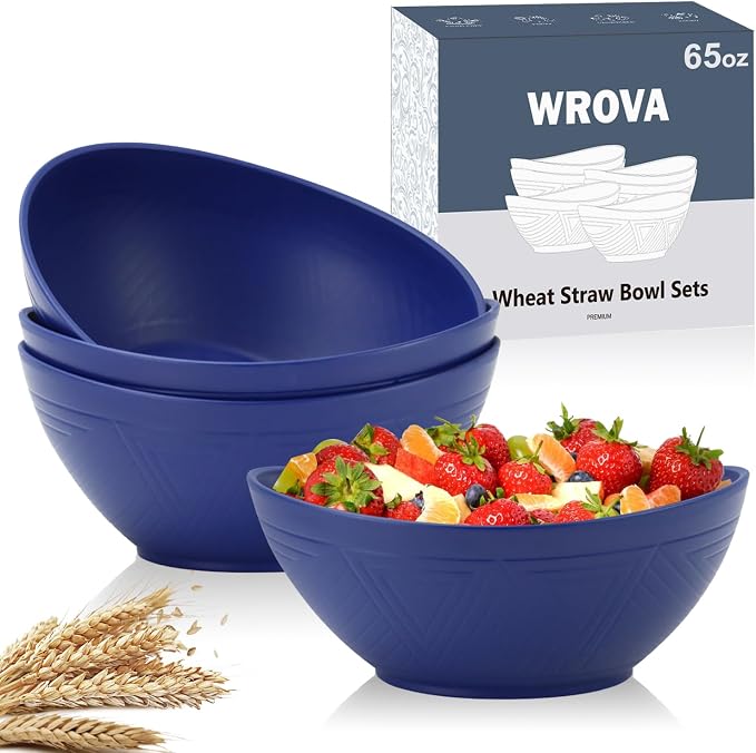 65oz Large Salad Bowls Deep Blue by WROVA